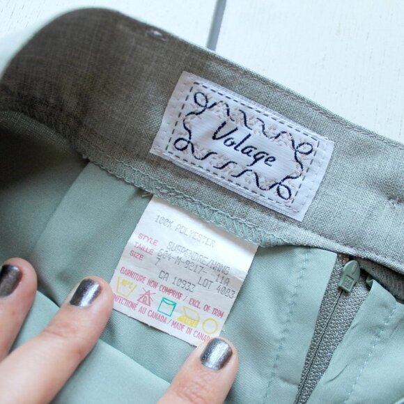 VINTAGE Elegant Green Maxi Skirt Size 7 - Picture 8 of 12